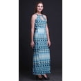 thumbnail image 2 of Bimba Robe Longue de Soirée pour Femmes Teinture sur Nœuds Imprimée à Col Ras du Cou avec Fentes Latérales et Dos Nu - Petit, 2 of 6