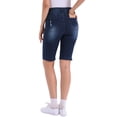thumbnail image 3 of INSPIRE CHIC Capri Denim Pants for Women's Cuffed High Waist Ripped Distressed Jeans S Dark Blue, 3 of 6
