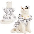 thumbnail image 3 of Flying Sleeve Pet Dress Ruffles Printed, French Style Lace with Hair Pin, Dot Print Pet Skirt - Pet Supplies, 3 of 8