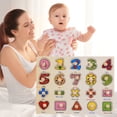 thumbnail image 1 of Kids Wooden Peg Puzzles Set With Alphabet Numbers Fruits Animals And Vehicles, 1 of 9