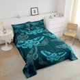 thumbnail image 3 of Erosebridal Boho Skull Bedding Full Comforter Set, Skeleton Moth Down Comforter, Red Gold, Reversible 3 Pieces, 3 of 8