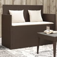 thumbnail image 1 of vidaXL Garden Bench with Cushions Brown Poly Rattan, 1 of 5