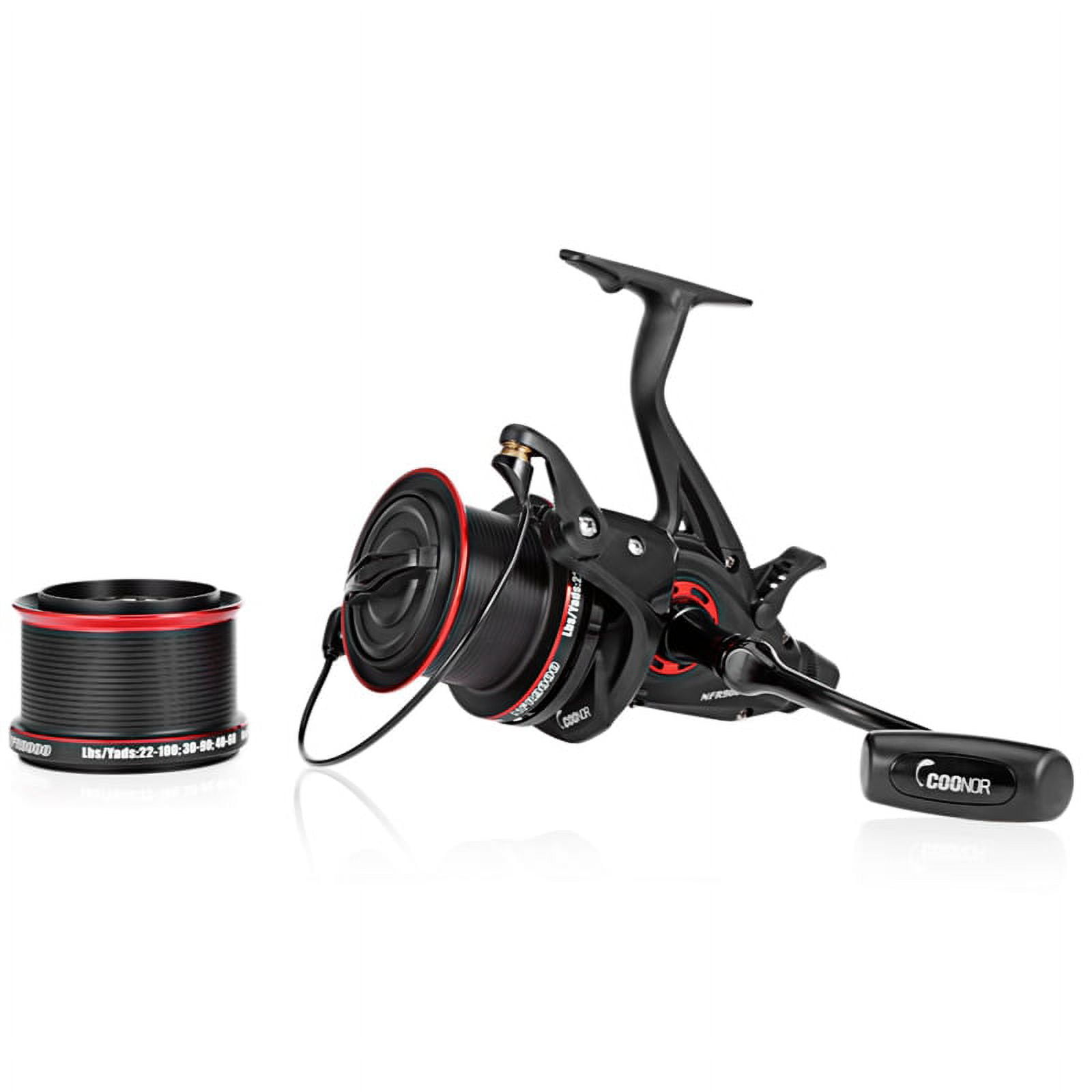 Coonor 4X Nfr9000+8000 Double Spool Fishing Reel 12+1 4.6:1 Fishing Reel Folding Left/Right Handle Fishing Reel,4 x Reel 4 spools,black &red