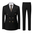 thumbnail image 3 of Beauty-Emily Men's Classic Double-Breasted Suit Set – Slim Fit Two-Piece Blazer & Pants with Gold Button Detail, Formal Business Suit for Office, Wedding & Events, 3 of 8