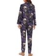 thumbnail image 2 of DISNIMO Womens Pajamas Sets Button Down 2 Piece Pjs Set Skull Flower Printed Soft V Neck Sleepwear with Long Pants Long Sleeve Loungewear Nightwear, 2 of 7