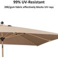 thumbnail image 3 of PURPLE LEAF 6' x 9' Patio Umbrella with Base Market Umbrella Rectangular Outdoor Umbrella with Push Button Tilt & Crank and 8 Ribs Aluminum Table Umbrella for Pool Backyard Beach, Taupe, 3 of 7