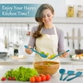 thumbnail image 3 of Walchoice 5 Pcs Silicone Cooking Utensils Set, Heat-Resistant Kitchen Utensils Set, Food-Grade Kitchen Tools, Soup Ladle, Slotted Spoon, Slotted Turner, Spoon, Pasta Server - Blue, 3 of 7