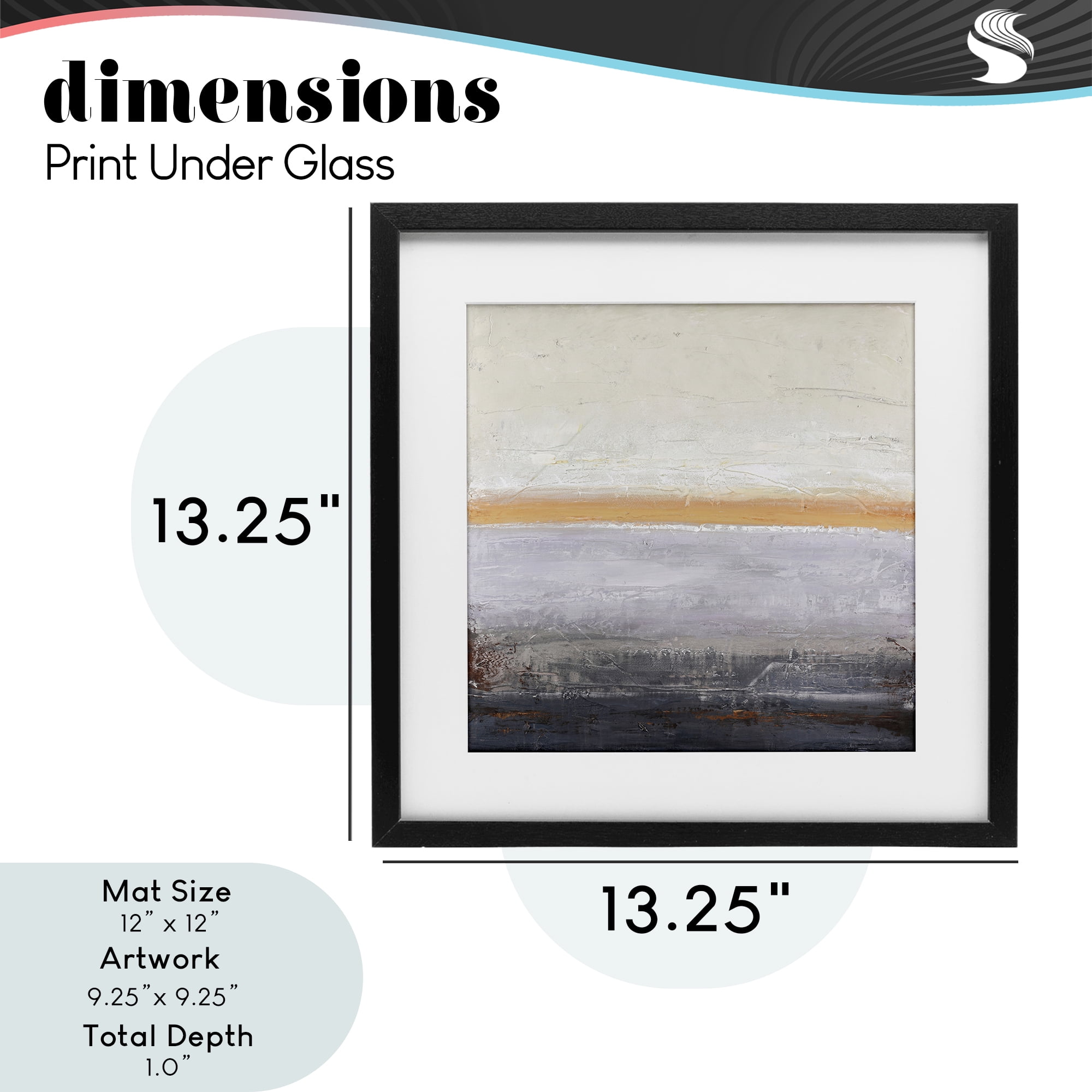 Warm Peachy Horizon Black Framed Print Under Glass, design by Design Fabrikken