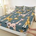 thumbnail image 3 of jejeloiu Cute Cartoon Giraffe Twin Sheet Sets,Cute Flowers Print Twin Fitted Sheet,Pink Loves Heart Flat Sheet For Teens,Luxury Bedroom Decor,3 Pieces, 3 of 7