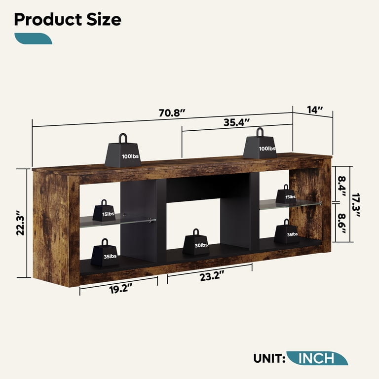 Bestier Farmhouse TV Stand for 75" TVs, Rustic Brown photo 8