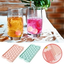 Round Ice Cube Tray with Lid and Bin, Sphere Ice Cube Mold for Freezer, Makes 33 Mini Ball Ice Cubes, Suitable for Chilling Drinks, Tea, Coffee, Cocktails, Whiskey(Blue)
