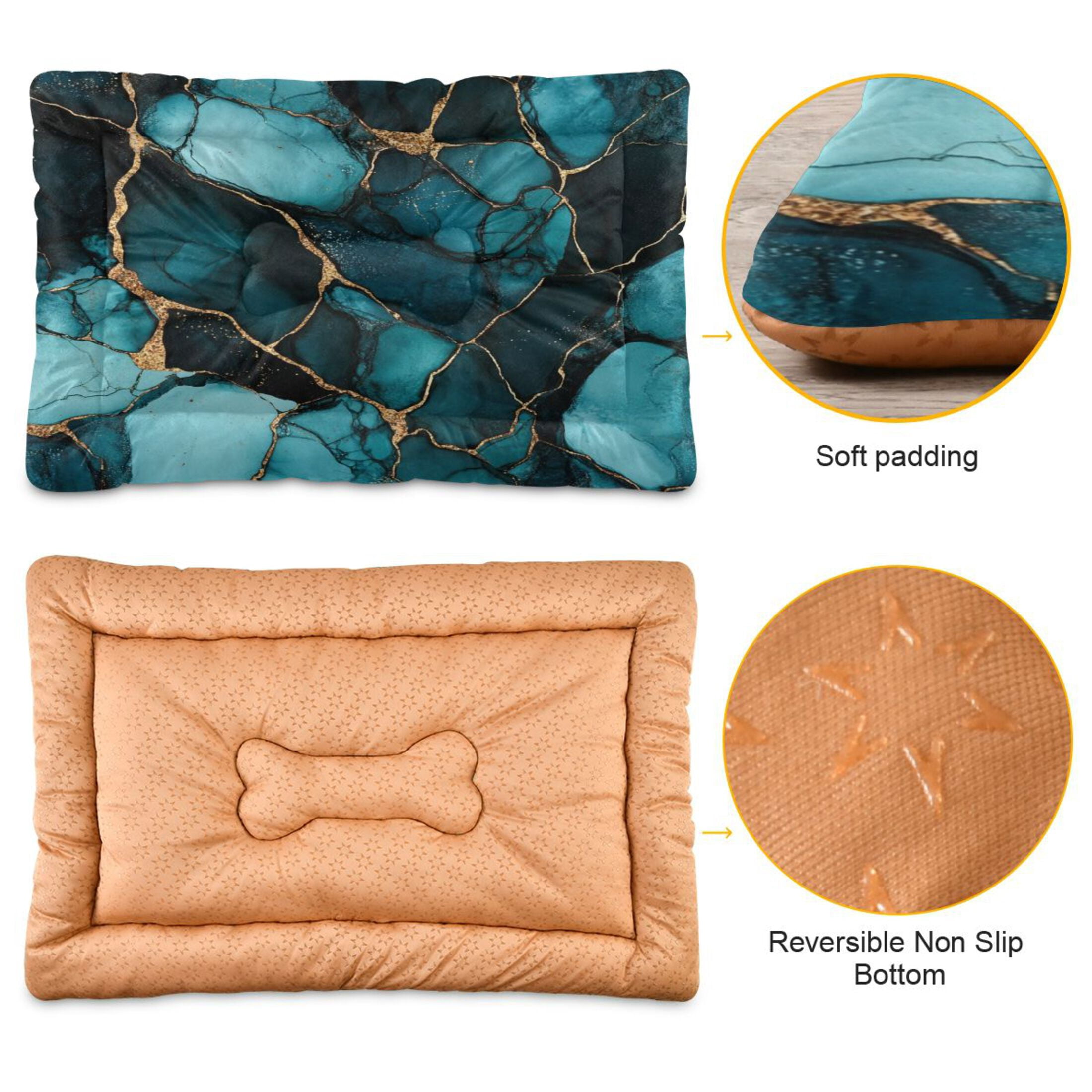 Qxltty Dark Green Gild Marble Ped Pad Wear-resistant and Hard to Bite Through Sleeping Pad for Small Medium Large Dogs Winter Pet Bed 36×24in