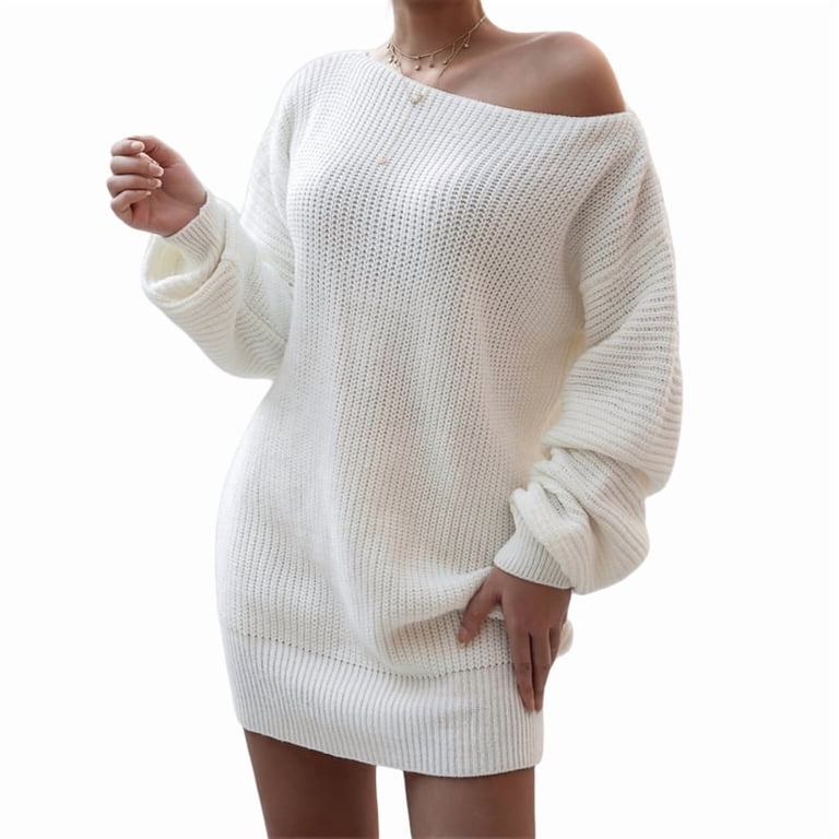 Women'S Off Shoulder Lantern Long Sleeve Sweater Dress Fall Loose Ribbed Knit Solid Mini Jumper Pullover Dresses White L - Walmart.com Women'S Off Shoulder Lantern Long Sleeve Sweater Dress Fall Loose Ribbed Knit Solid Mini Jumper Pullover Dresses White L - Walmart.com