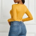 thumbnail image 5 of jsaierl Long Sleeve Bodysuit for Women Fashion Casual Solid Color Quarter Zip Scoop Neck Pullover Jumpsuit Bodysuit, 5 of 9