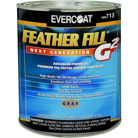 Evercoat Feather Fill G2 Premium Polyester Primer Surfacer for Fiberglass, SMC & More - 128 Fl Oz - Gray