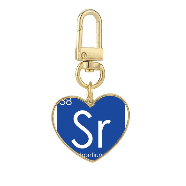 Chestry Elements Period Table Alkaline Earth Metal Strontium Sr Gold Heart Keychain Metal Keyring Holder