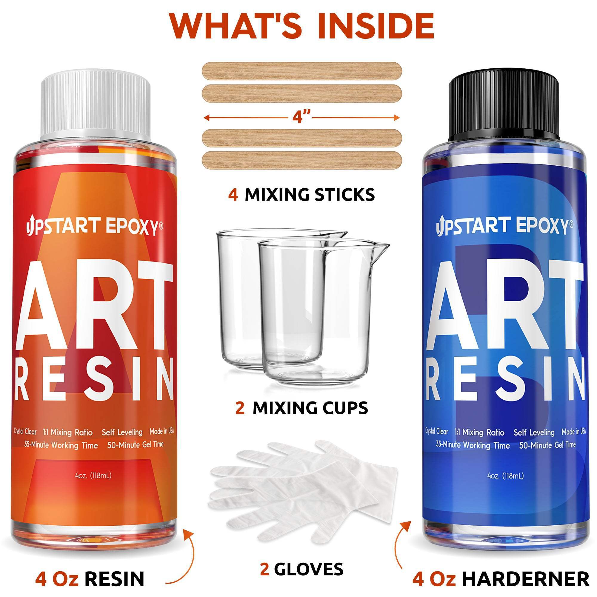 Upstart Epoxy Art Resin - 32 Ounces Art Resin - Crystal Clear Tabletop Super Gloss Coating No Bubbles Non-Flammable UV Resistant Food Safe