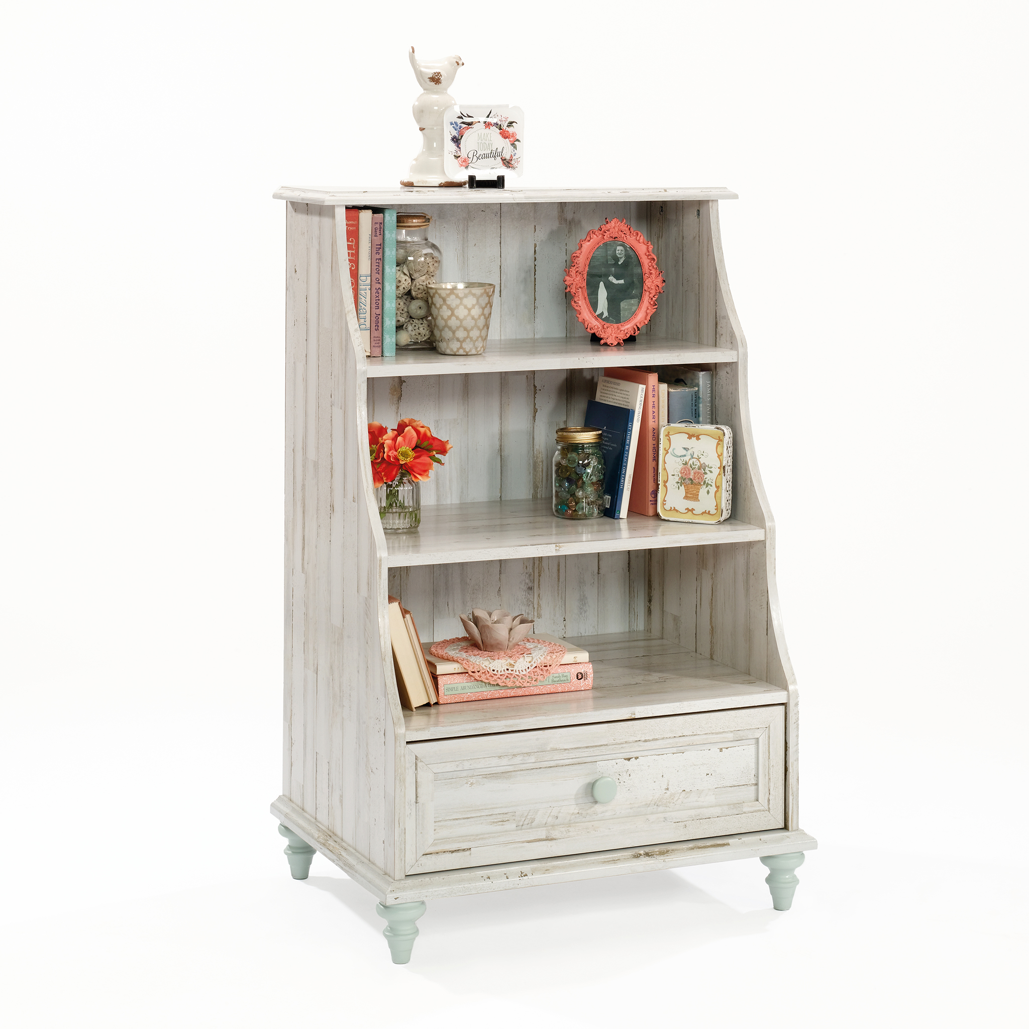 Sauder Eden Rue Accent Bookcase White Plank Finish