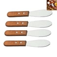thumbnail image 1 of Esparcidor de mantequilla ancho de borde recto de acero inoxidable Juego de cuchillos para condimentos de queso crema de sándwich de lujo Utensilios de cocina, mango de madera, 8” (4) Vhermosa SNFLD822, 1 of 7