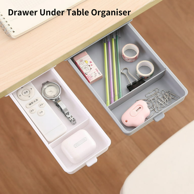 Adhesive Under Desk Drawer, Pencil Tray, Pen Storage, Holder Box