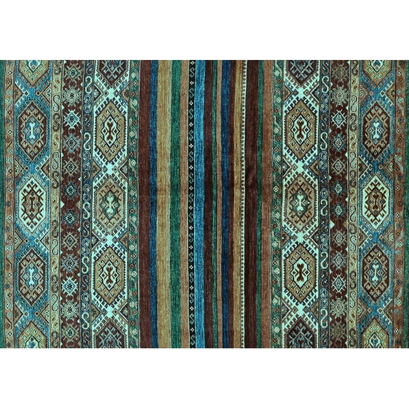 Ahgly Company Indoor Rectangle Abstract Light Blue Modern Area Rugs, 2' x 4'