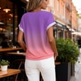 thumbnail image 5 of Wang6 Womens Plus Size Short Sleeve T Shirts Causal Loose Fit Gradient Printed Summer Tops Trendy Crew Neck Tees Shirts Purple M, 5 of 6