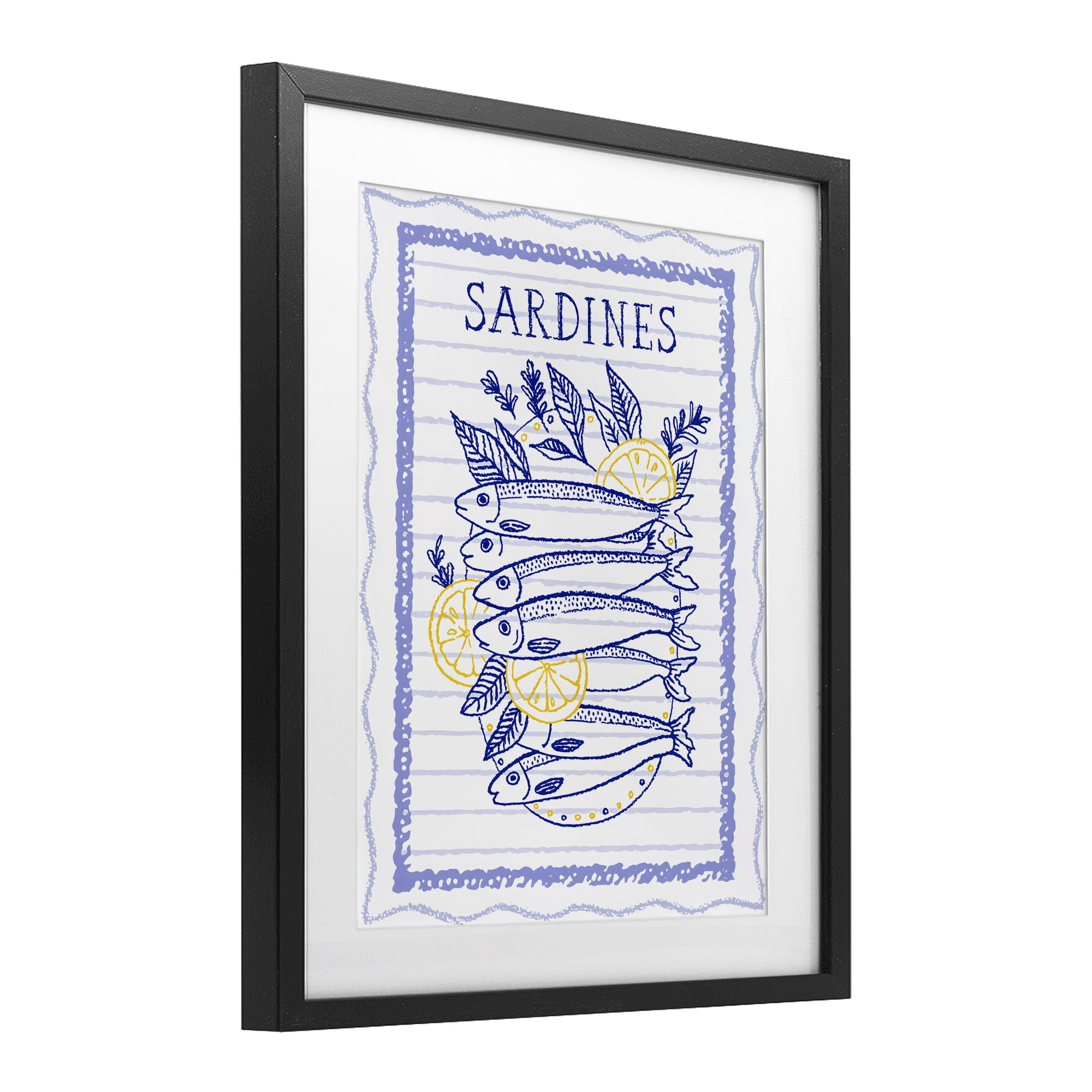 Stupell Industries Sardines Pile with Lemons Black Framed Print Under Glass, design by Creative Studio
