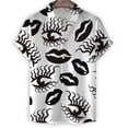 thumbnail image 5 of Camisa hawaiana con estampado 3D creativo de ojos y labios para hombre, blusa de solapa de manga corta, camisetas casuales de verano para vacaciones de calle, camisas de gran tamaño, 5 of 5