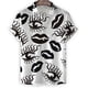 thumbnail image 5 of Camisa hawaiana con estampado 3D creativo de ojos y labios para hombre, blusa de solapa de manga corta, camisetas casuales de verano para vacaciones de calle, camisas de gran tamaño, 5 of 5