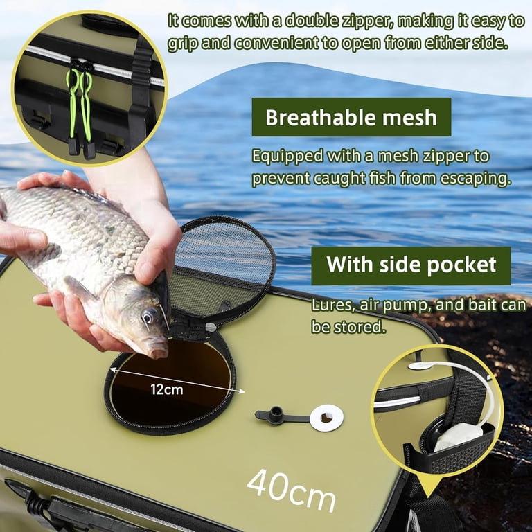 bass lure bucket San Like Fishing Bucket,Foldable Fish Bucket, Multi-Functional EVA Fishing Bag for Outdoor, Live Fish Lures Bucket and Fish Protection Bucket, Live