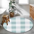 thumbnail image 3 of Round Rugs 4Ft, Aqua Plaid Round Area Rug Washable Indoor Throw Carpet, Spring Summer Farmhouse Buffalo Checkered Soft Non Slip Circle Rug for Kitchen Nursery Room Home Decor Aesthetic, 3 of 8