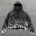 thumbnail image 2 of Halloween Y2K Gothic Skull Skeleton Print Hoodie Halloween Graphic Streetwear Pullover Sweatshirt, 2 of 4