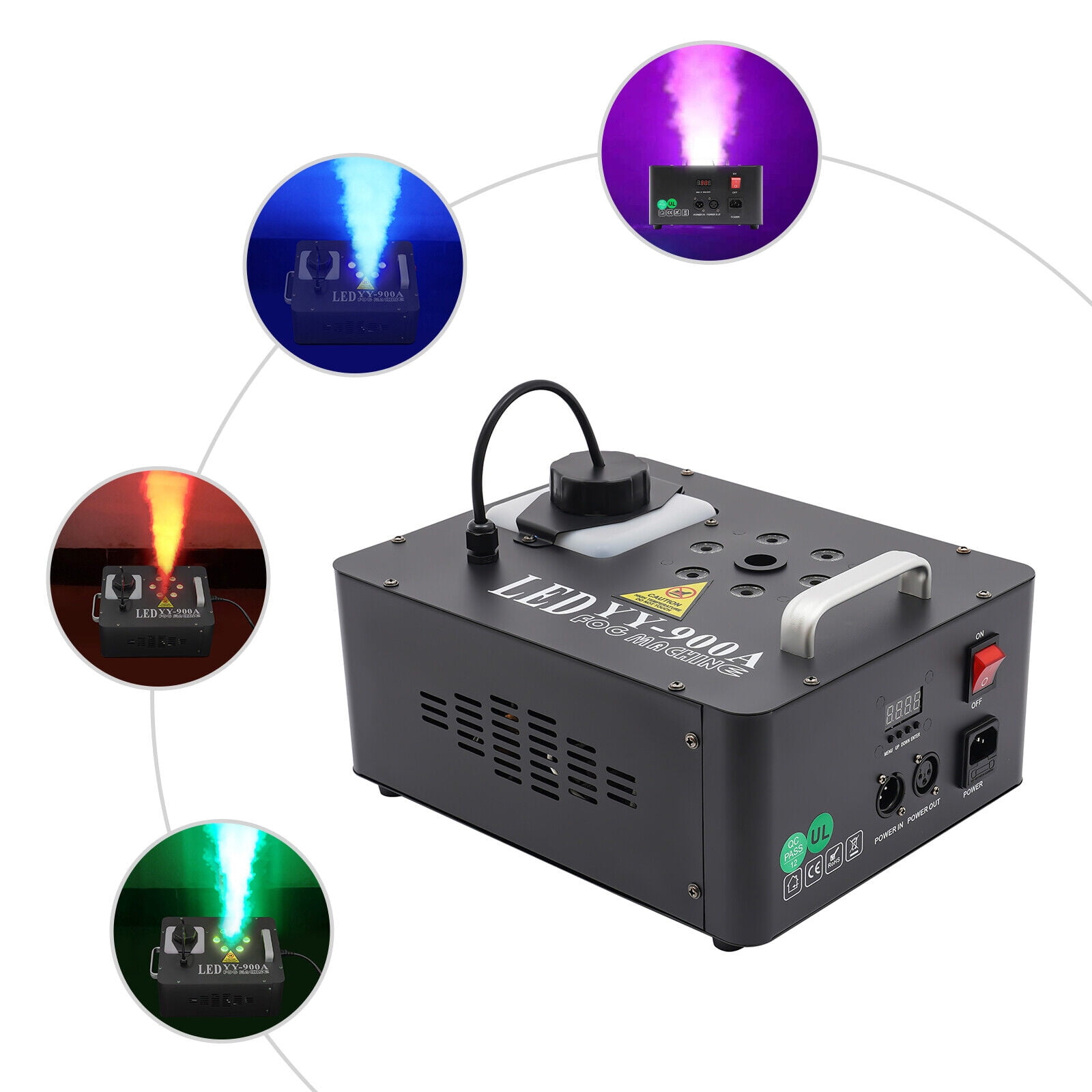 3in1 RGB 6 LED Smoke Fog Machine Pyrotechnic Light Effect Smoke Machine 1200W