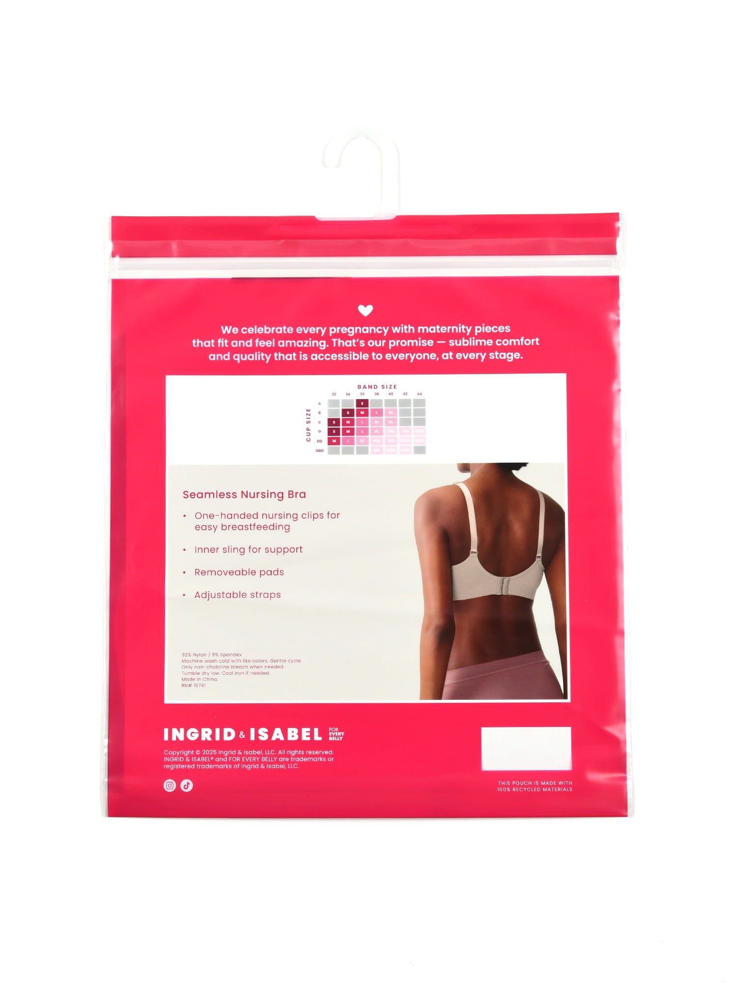 Ingrid & Isabel For Every Belly Women's Maternity & Nursing Seamless Wire free Bra, SizesS-4XL
