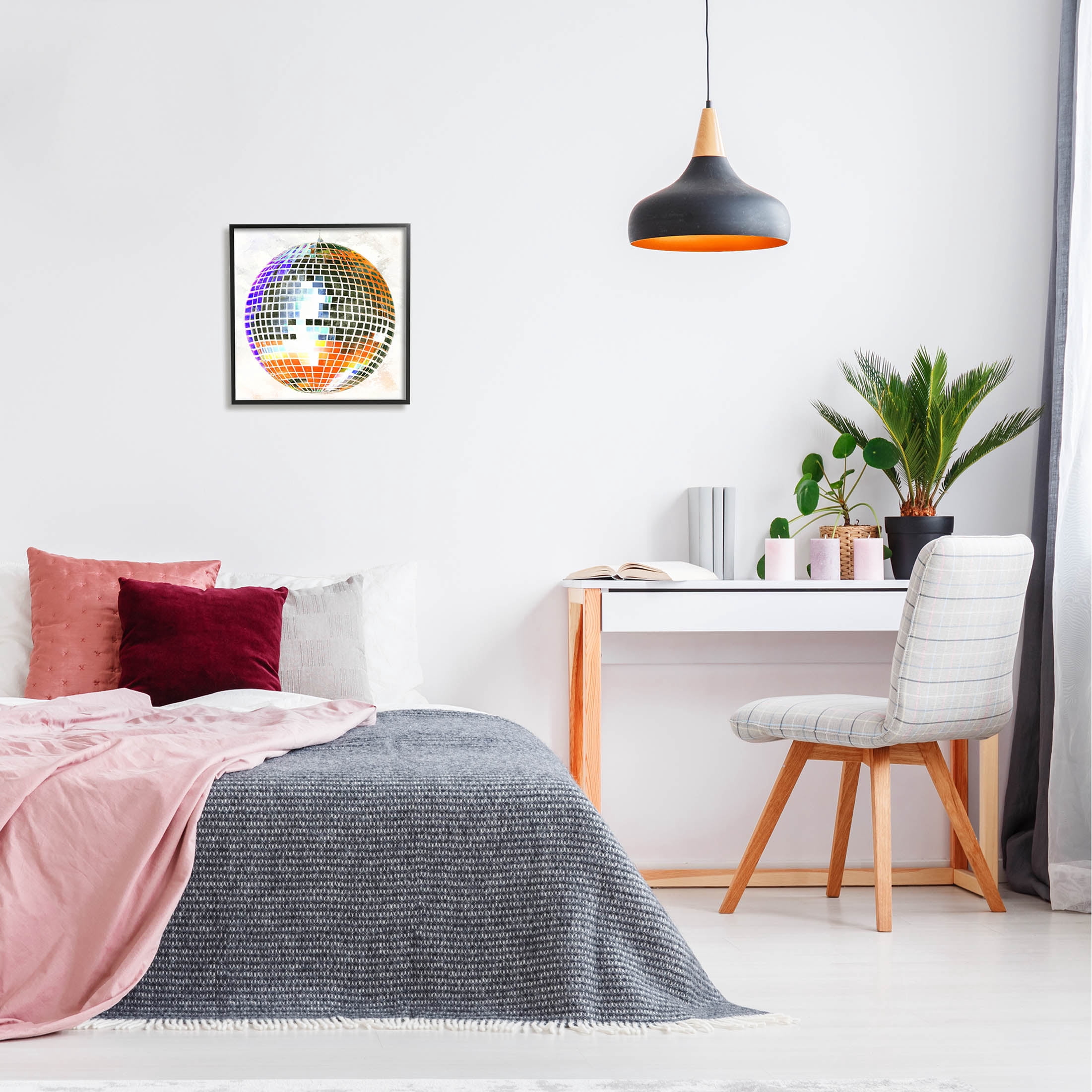 Stupell Industries Vivid Disco Ball Pattern Graphic Art Black Framed Art Print Wall Art, Design by Ziwei Li