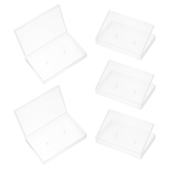LIFKOME 5pcs Clear Plastic Cassette Tape Holder Transparent Audio Tape Storage Box Portable Music and Voice Recordings Organizer for Standard Cassettes
