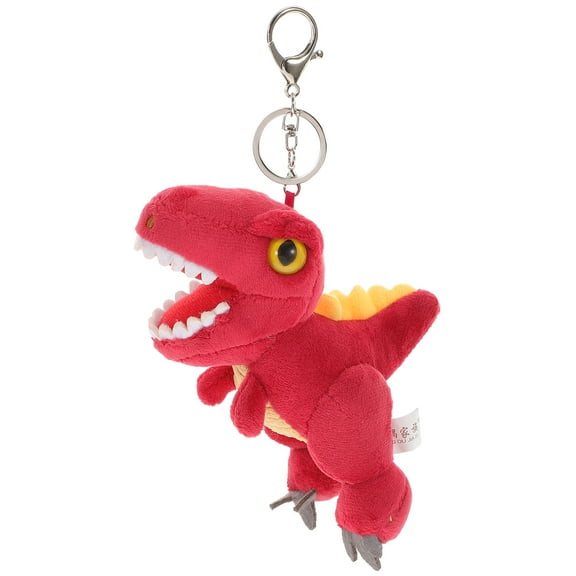 KALLORY 1Pc Dinosaur Plush Keychain Red Short Plush PP Cotton for Kids as Bag Ornament