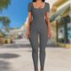 thumbnail image 5 of Monos De Mujer Mamelucos ajustados acanalados, monos ajustados para mujer, ropa informal suave (gris oscuro M) Cgtredaw Para estrenar, 5 of 6