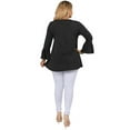 thumbnail image 4 of YELETE Women's 3/4 Bell Sleeve Top - Plus Size, Charcoal 3XL, 4 of 4