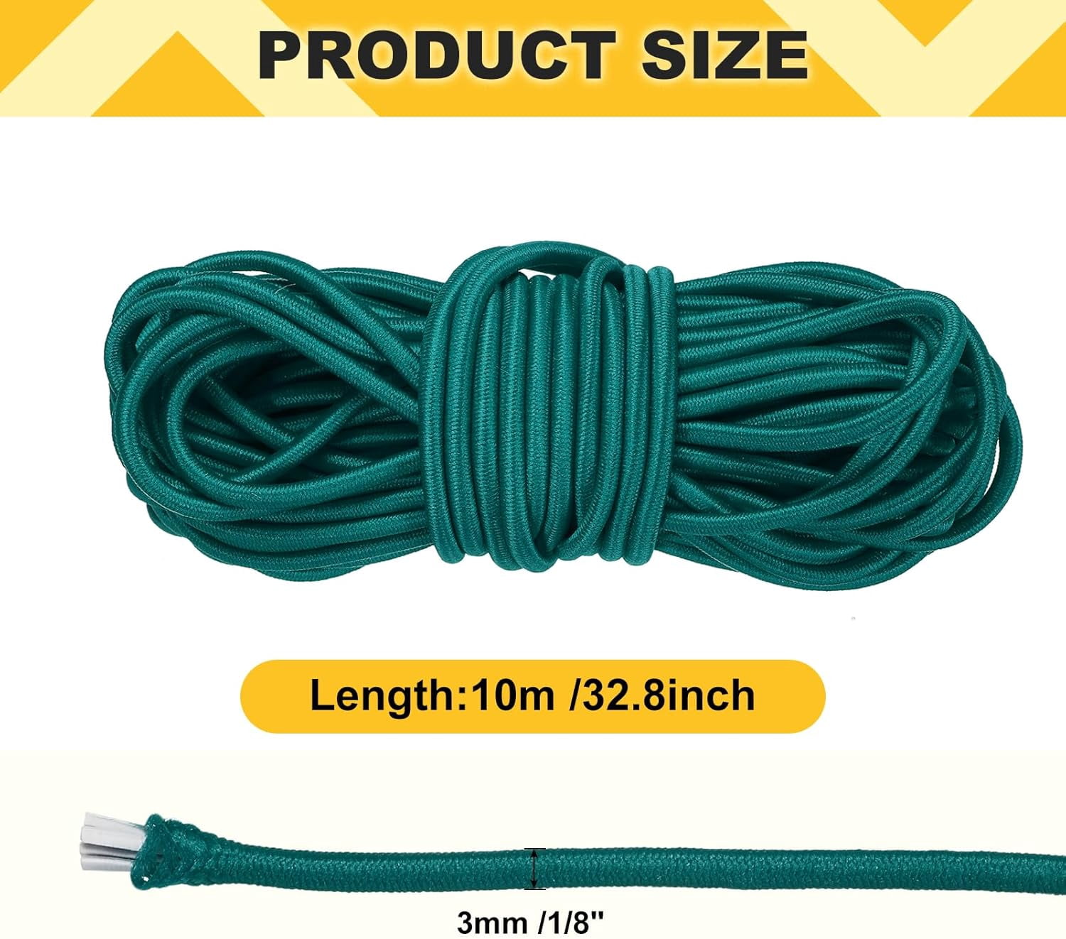 MKEUDQ-Elastic Bungee Cord, 1/8" x 32' Heavy Duty Polyester Bungee Shock Cords Kayak Stretch String Rope for Kayak Strap Tarp Tie Boating Tent Camping DIY Craft, Lake Blue