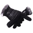 thumbnail image 4 of Guantes de nieve resistentes al viento Guantes de esquí Antideslizantes Ajustable Calor Mantener de cerdo Guantes de snowboard de material cuero para A 7D Negro, 4 of 8