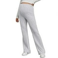 thumbnail image 2 of Hinvhai Women's Maternity Casual Pants ,Classic Adjustable High Waist Solid Color Flare Leg Ribbed Knit Maternity Pants Gray XL(XL), 2 of 7
