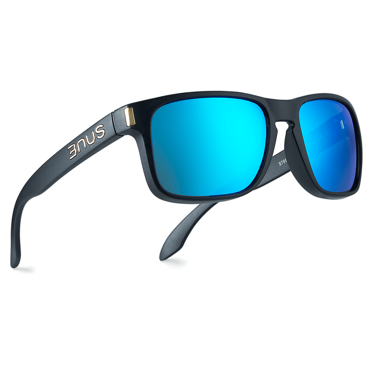 Bnus Corning Real Glass Lens Polarized Sunglasses For Men Women With Spring Hinges Matte Black