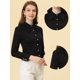 thumbnail image 2 of Camisa de Chifón de Manga Larga Allegra K con Cuello En Punta para Mujer Negro L, 2 of 5