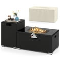 thumbnail image 2 of Gymax Set Of 2 Outdoor Rattan Fire Table Set w/ Tank Cover Tempered Glass Tabletop Black, 2 of 6