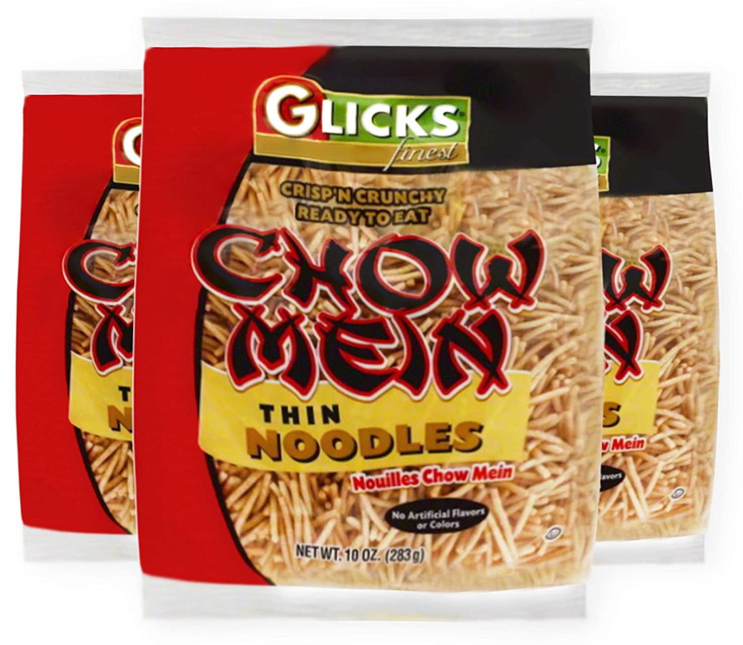 Glicks Thin Chow Mein Noodles, 10oz 3 Pack, Thin and Crisp, No