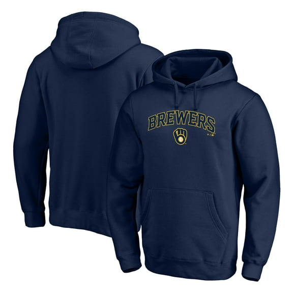 Men's Navy Milwaukee Brewers Team Lock Up Wordmark Pullover Hoodie