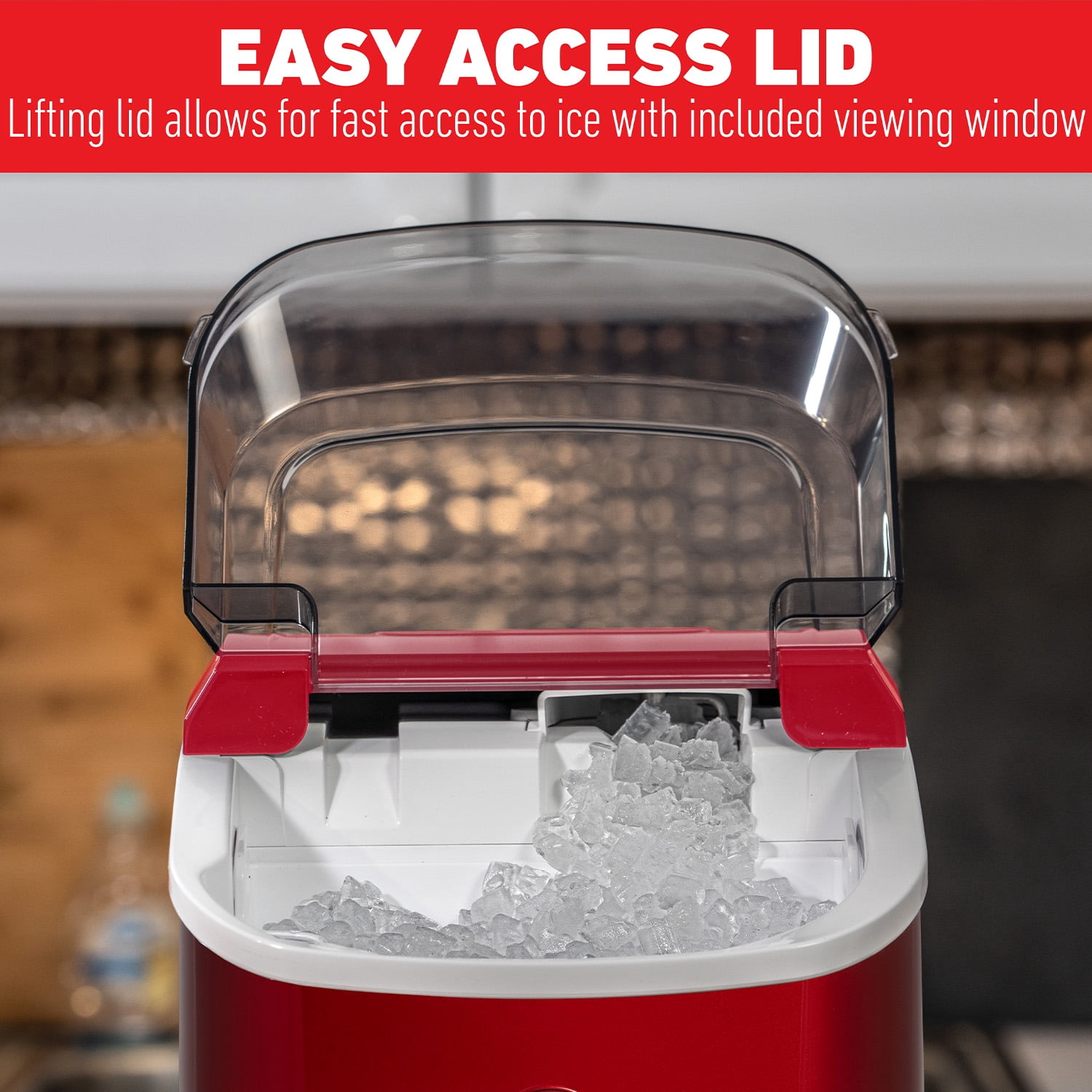 Deco Chef Countertop Ice Maker, 33LB per Day, 1-Click Auto Operation, Red