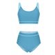 thumbnail image 4 of Conjunto de bikini con cuello en U y espalda descubierta ajustable para mujer, traje de baño de poliéster con bloques de color, 4 of 8