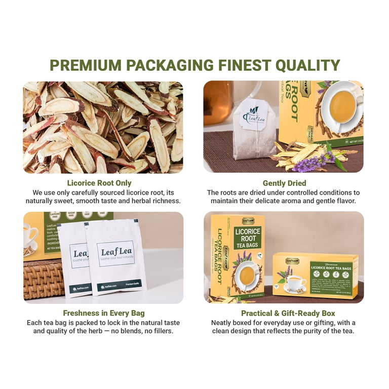 LeafLea Licorice Root Tea Bags, 40 ct, Herbal Infusion - Walmart.com